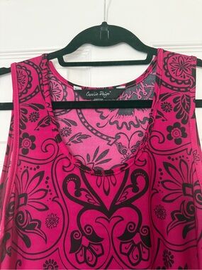 Charlie Paige Hot Pink and Black Sleeveless Printed Tank